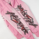 HS Hoodie Flame Vintage Print Loose