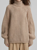 Women Work Business Casual Sweats Knitted Loose Leisure Turtleneck Thick Sweater