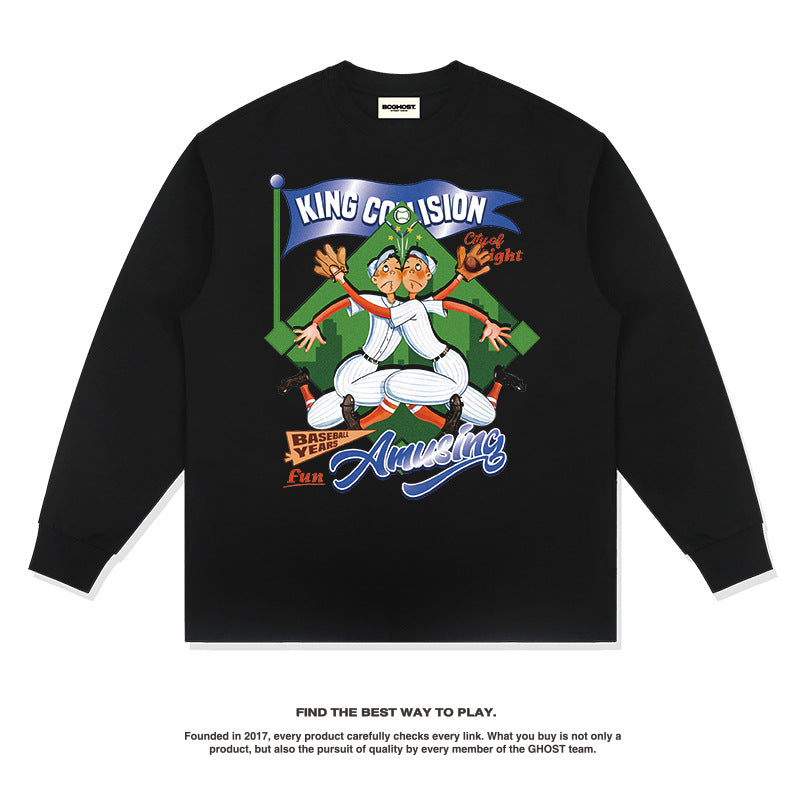 Unisex Long Sleeve Shirt Cartoon Pattern Long Sleeve T-Shirt Autumn Winter