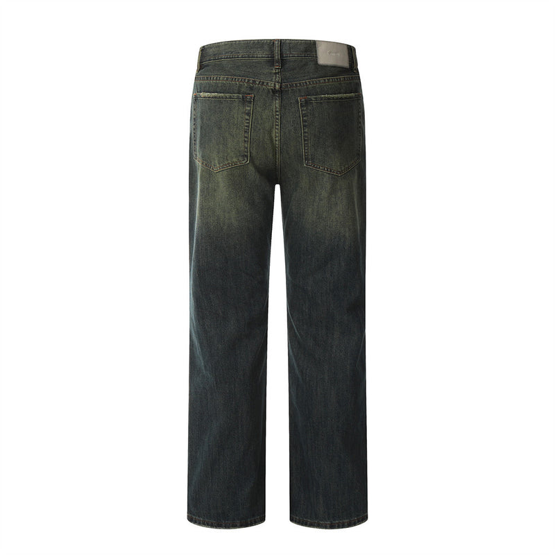 Men Jeans Yellow Retro Casual Loose All-Matching