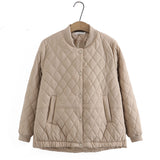 Women Cotton Coat plus Size Diamond Plaid Baseball Uniform