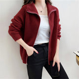 Women Knitted Cardigan Vintage Loose Sweater