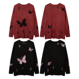 Women Sweater Vintage Butterfly Sweater Casual