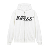 Men Fleece Lined Hoodie High Street Letters Printed Hoodie Men's Loose Hooded