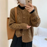 Women Knitted Cardigan Retro Loose Knitted Cardigan