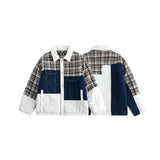 Unisex Coat Plaid Coat Cotton-Padded Jacket Stitching
