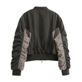 Women Cotton Coat Stitching Baggy Casual Jacket