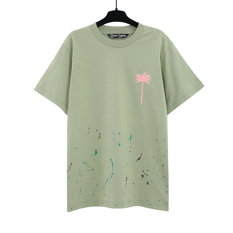 Palm Angle T Shirts Palm Tree Paint Spots Printed T Shirt Men and Women