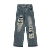 Men Jeans Hole & Patch Loose Casual