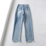 Women Jeans Retro Burr Personality Design