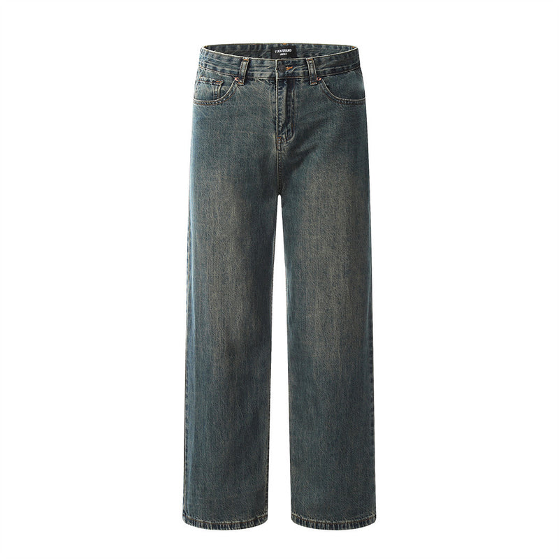 Men Jeans Loose Solid Color Casual