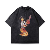 Men T-Shirt Anime Print Distressed