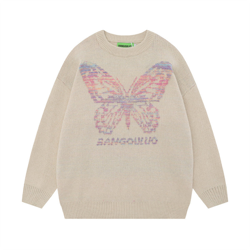 Men Sweater Niche Butterfly Jacquard Sweater