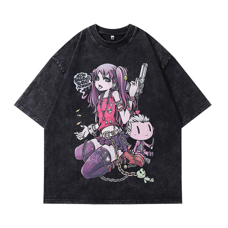 Men T-Shirt Cartoon Printed Short-Sleeved T-shirt