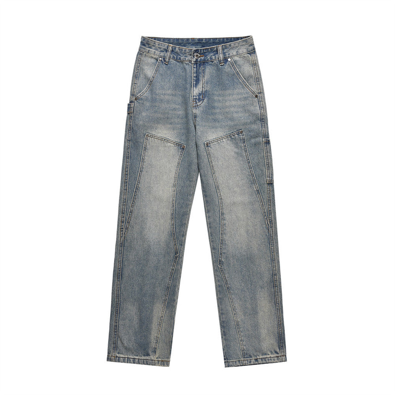 Men Jeans Old Hip Hop Line Stitching