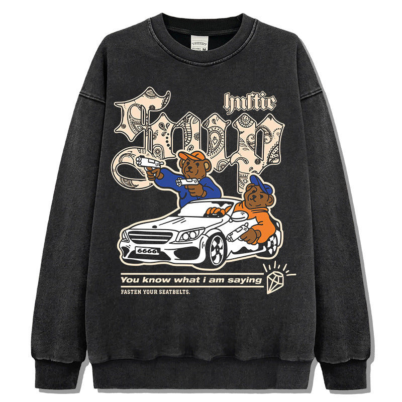 Unisex Long Sleeve Shirt Vintage Hip Hop Crew Neck Sweater