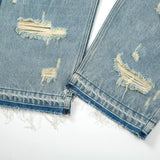 Men Jeans Loose Hole Frayed Hem All-Matching