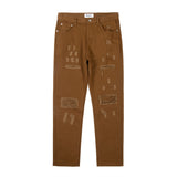 Men Jeans Slim-Fit Hole Worn Personal Leisure