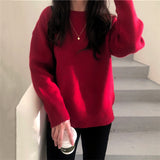 Women Pullover Sweater Retro Loose Sweater