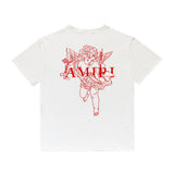 Amiri T Shirt Angel Sketch Printed Casual Hip Hop Short Sleeve T-shirt