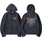 Korn Skull Wings Girls Juniors Black Graphic Zipper Hoodie
