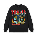 Vintage Hoodie travis scott street print hooded sweater crew neck
