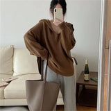 Women Pullover Sweater Vintage Loose-Fitting Oversized Sweater