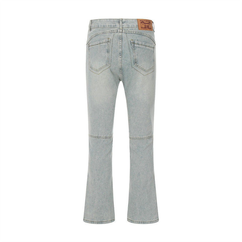 Men Jeans Bell-Bottom Pants Loose Stitching