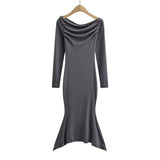 Women Dresses Pleated Fishtail Dress Fashionable Slim Fit