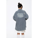 Unisex Shirt Retro Tattered Jeans Raw Edge Coat Loose Denim