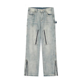 Men Jeans Zipper Decorations Loose