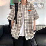 Men Shirts Loose Oversized Plaid Shirt All-Match Fashionable Coat