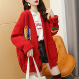 Women Knitted Cardigan Fashion Loose Preppy Style Sweater