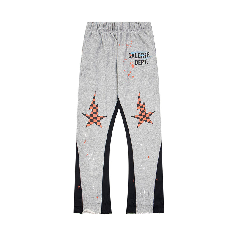 Gallery Dept Sweatpants Hand-painted splashed ink letter patch splicing casual trousers