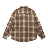 Men Long Sleeved T Shirt Plaid Cat Beard Long Sleeve Shirt Loose Embroidered Letter Shirt