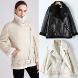 Women Cotton Coat Fashion Locomotive Style PU Leather Jacket