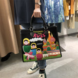 Chh Chrome Heart Leather Bag Splicing Embroidered Tote Bag