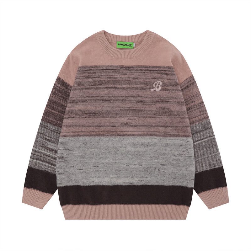 Men Sweater Stripes Brocade Sweater Loose