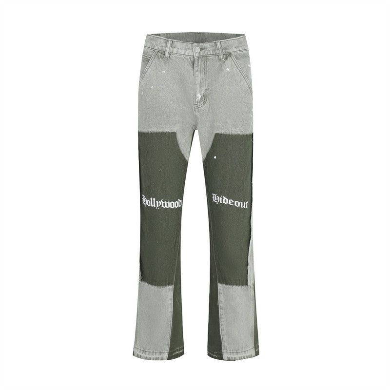 Men Jeans Personalized Punk Design Stitching Edging