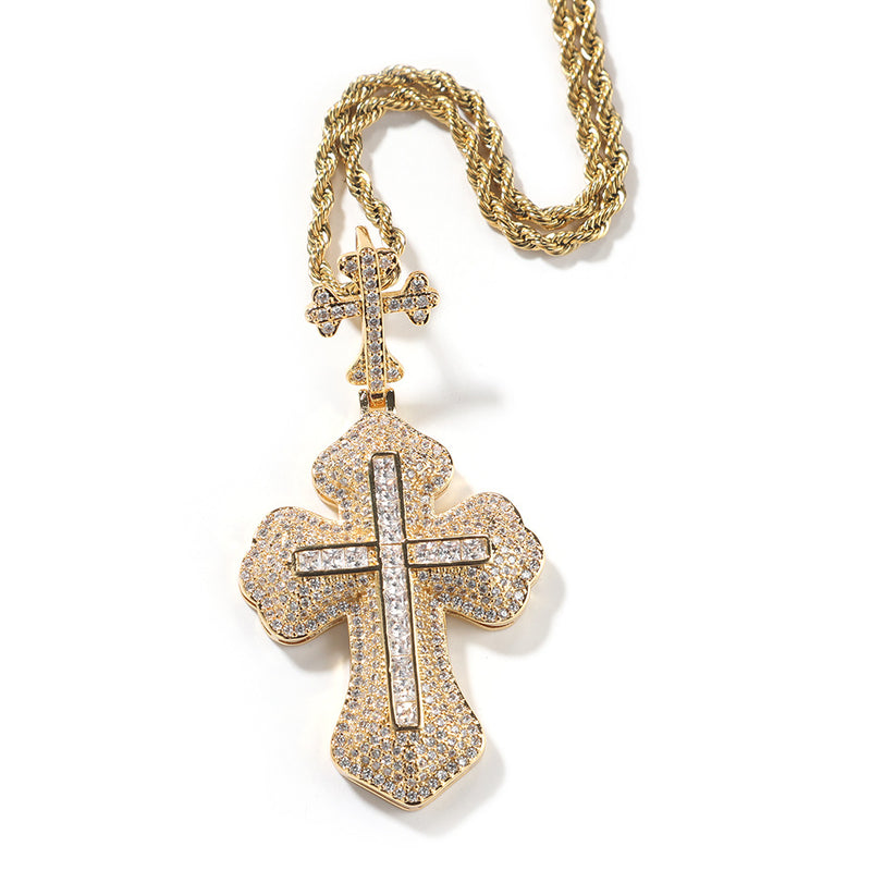 Jewelry ins Wind Cross Hip Hop Necklace Men's and Women's Copper with Zircon Egypt Pieces Crosses St. Valentine's Spectrum