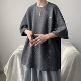 Men T Shirt Wave Pattern Short Loose Summer