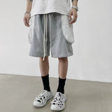 MIJKO Mens Shorts Spliced Side Large Pockets Shorts