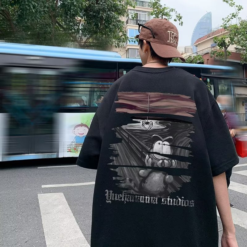 Men T Shirt Heavy Cotton Summer Oversize Versatile Teenagers