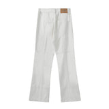 Men Jeans Solid Color Stitching Punk Loose Flared Pants