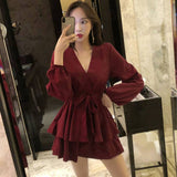 Valentine's Day Dress Autumn and Winter Sexy Collar Long Sleeve Dress Dress