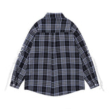 Men Long Sleeved T Shirt Plaid Long Sleeve Shirt Men's Spring and Autumn Leisure Bow Sleeve Shirt