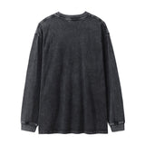 Men Long Sleeve T-Shirt Pure Cotton Washed Old Loose