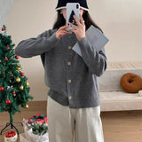 Women Knitted Diamond Cropped Sweater Coat
