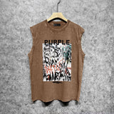 Purple Brand Distressed Tank T Shirts Distressed Sleeveless T-shirt Vest