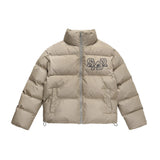 Men Cotton Padded Jacket Men's Cotton Jacket Simple Letters Embroidered Stand Collar